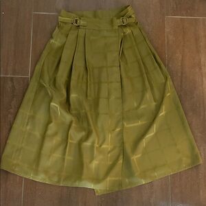 Vintage 70s olive jac dale midi wrap skirt flowy side adjuster size small